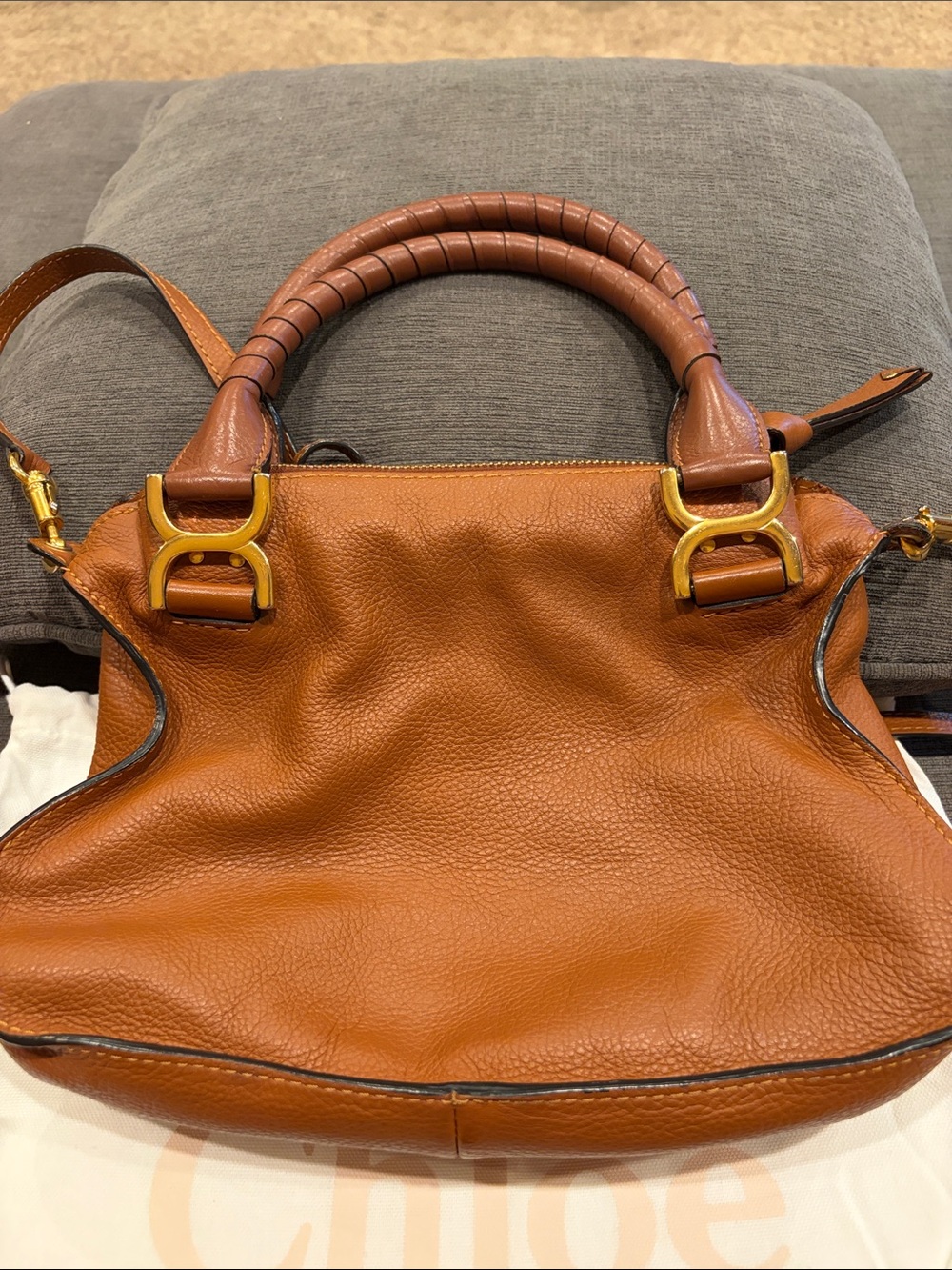 Chloe Marcie Small Brown Leather Satchel - Picture 7 of 12